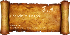 Borbás Anina névjegykártya